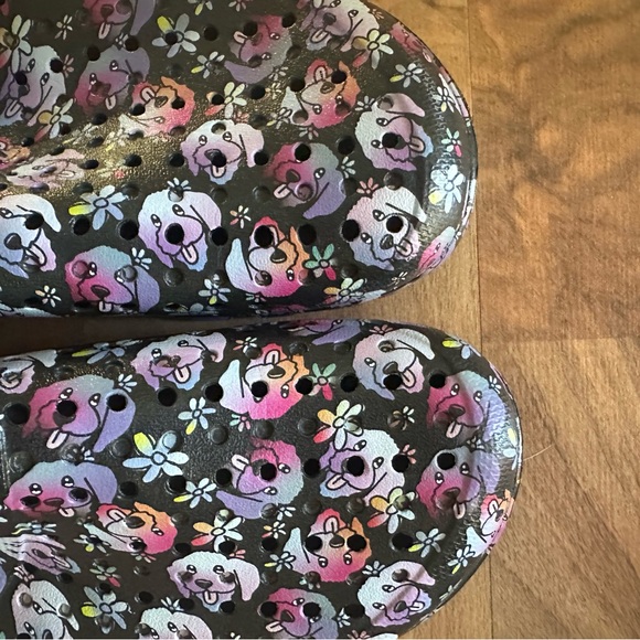 Skechers Foamies. Women's shoes - Black and Pink Floral with dog print - Picture 2 of 3